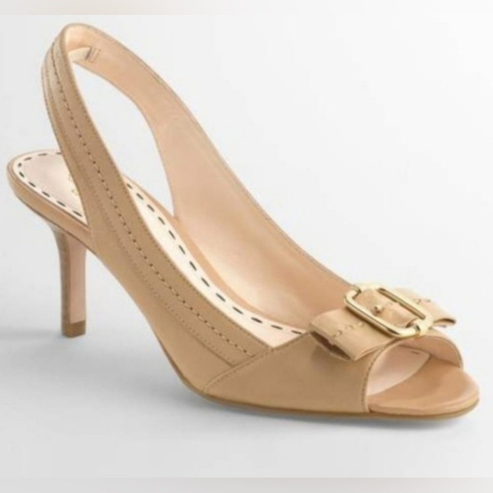 Coach Tan Slingback Heels with Buckle